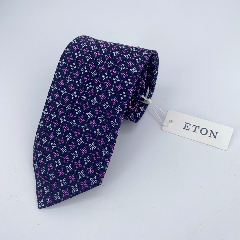 Eton Tie Mens One Size Colorful Floral Silk Classic Fit Necktie England Made NWT